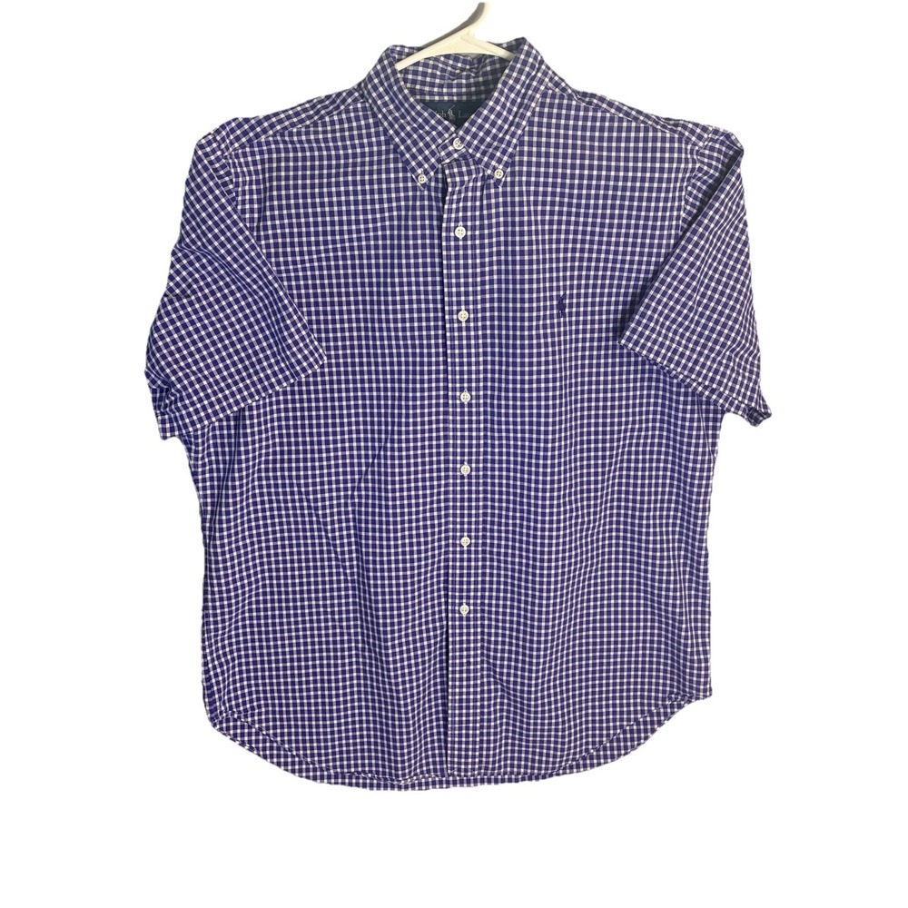 Polo Ralph Lauren Short Sleeve Button Down Shirt Blue Plaid - MENS XLARGE